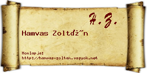 Hamvas Zoltán névjegykártya